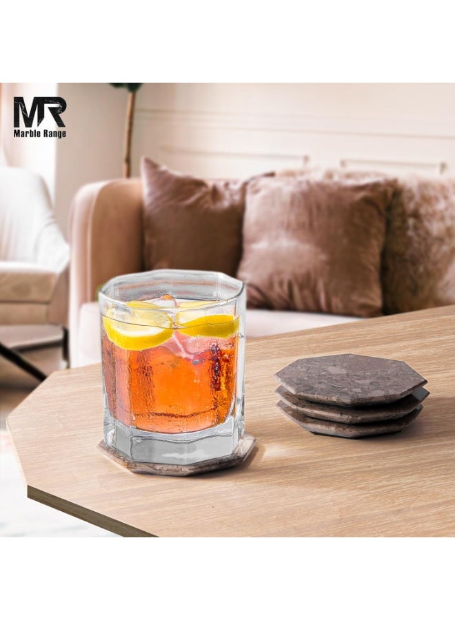 MARBLE RANGE Handmade Oceanic Marble Coasters Set of 6, Drink Coasters with Holder for Dining Table, Coffee Bar Accessories, Home Décor, Perfect for Kitchen, Living Room, or Gift - Image 2